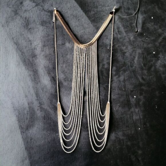 Gold Choker Multi Layered Chest Chain Body Chain Harness - NEW - Picture 4 of 4